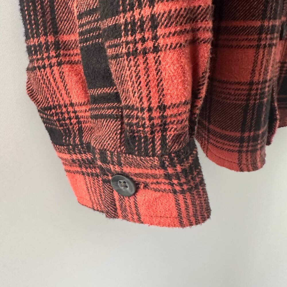 Orange & Black Brahma Medium Flannel Shirt  100% Cotton - Picture 8 of 12